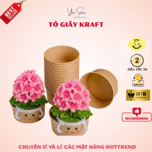 Tô Giấy Làm Chậu Hoa Kẽm Nhung- Chất Liệu Giấy Cứng, Nhiều Kích Thước, Phụ Kiện Làm Hoa Trang Trí
